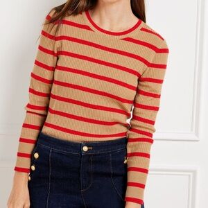 NWT TALBOTS METALLIC CREWNECK SWEATER - STRIPE, SZ M